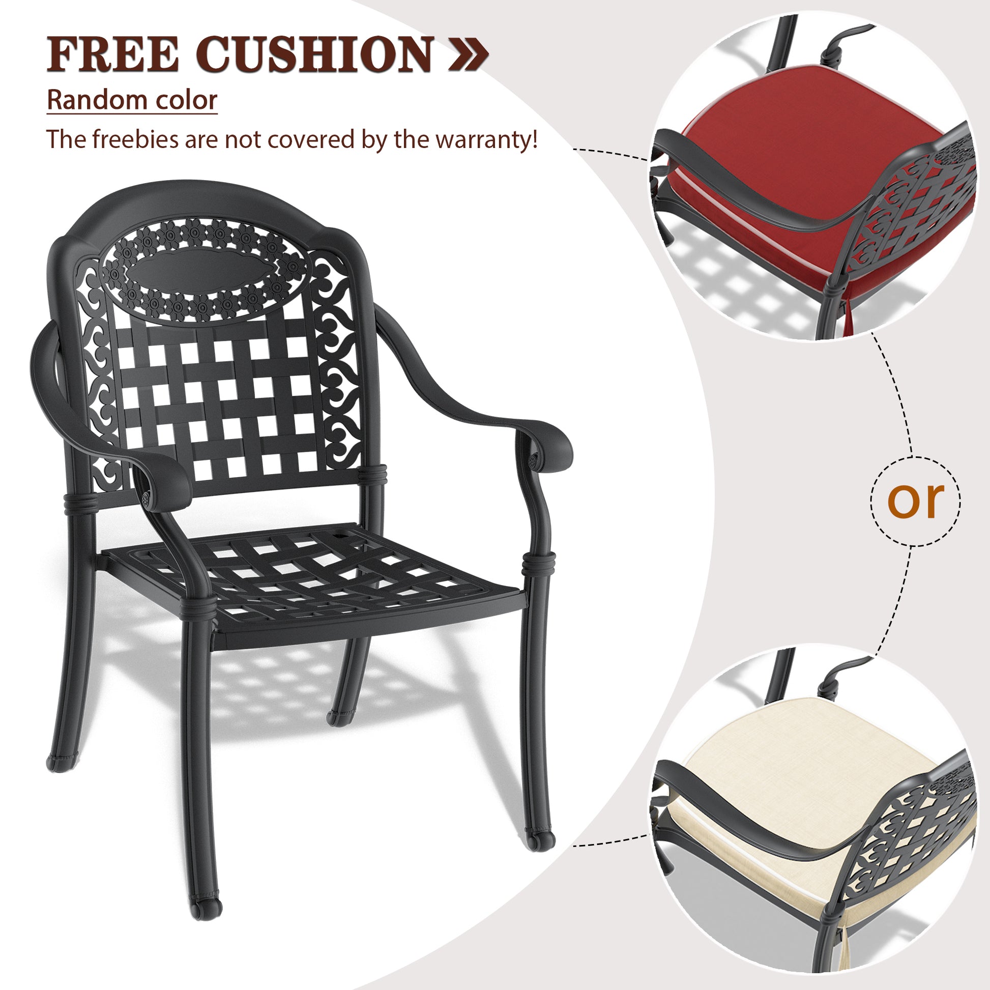 Cushions In Random Colors 7 Piece Set Of Cast Aluminum Patio Furniture With Cushions Yes Complete Patio Set Black Seats 6 Rust Resistant Frame Water Resistant Cushion Garden & Outdoor Complete Patio Sets Aluminium