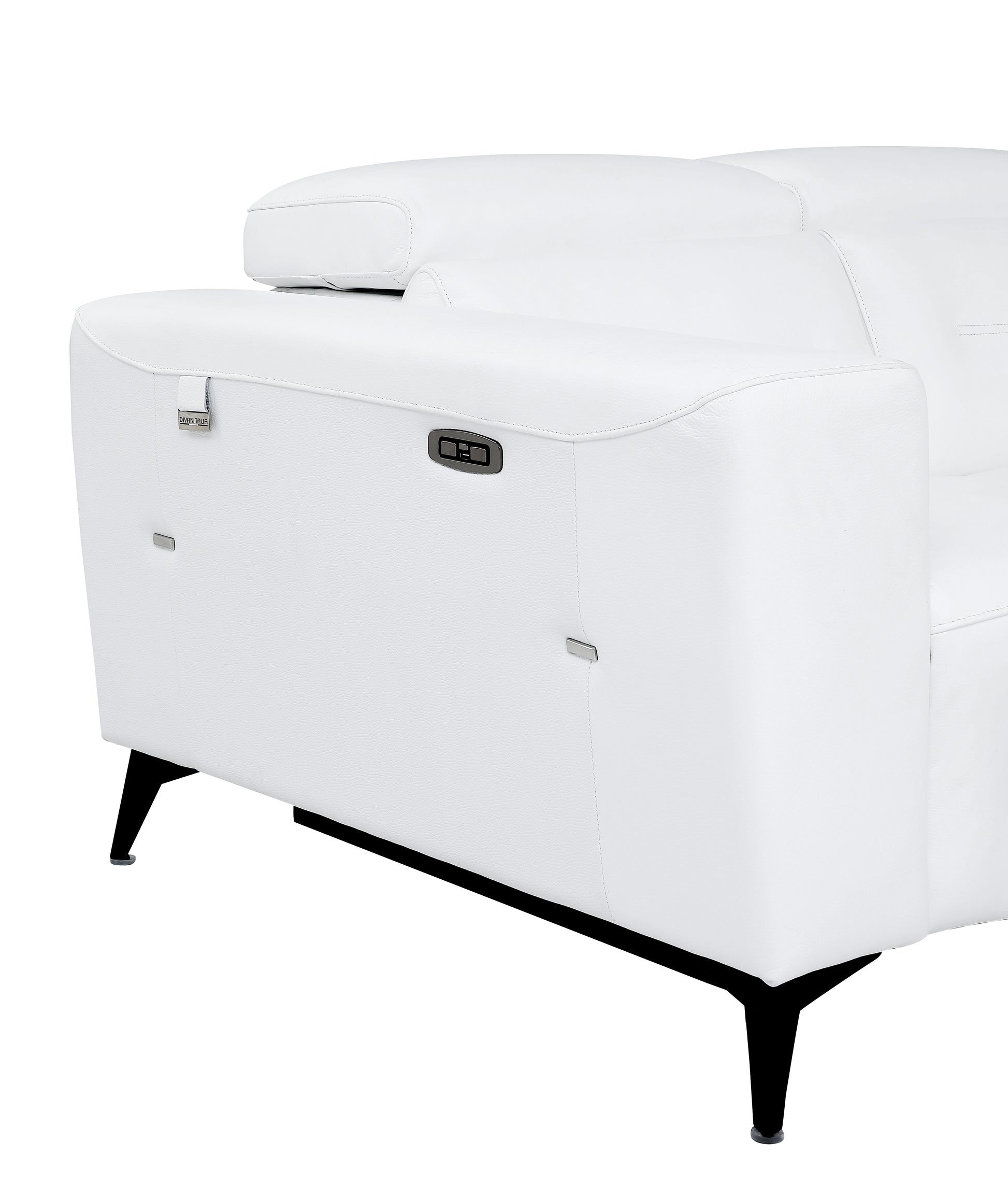 Top Grain Italian Leather Chair With Power Recliner White Foam Leather