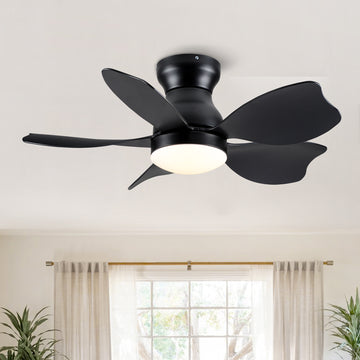 30 In Small Kid'S Ceiling Fan Lighting With Remote Control For Small Children Room Black Abs