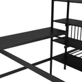Full Over Twin Metal Bunk Bed With Built In Desk, Shelves And Ladder, Black Full Black Metal & Wood