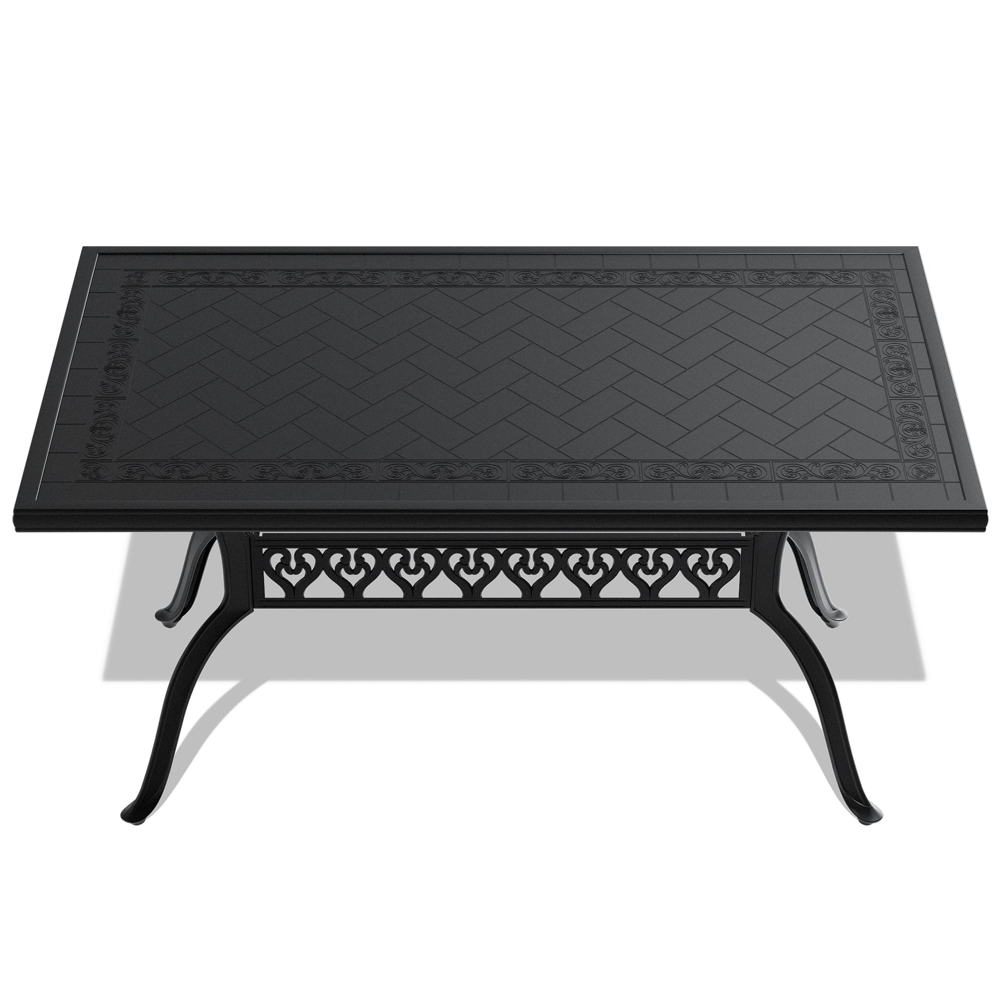 Cushions In Random Colors 7 Piece Set Of Cast Aluminum Patio Furniture With Cushions Yes Dining Set Black Seats 6 Rust Resistant Frame Water Resistant Cushion Garden & Outdoor Complete Patio Sets Aluminium