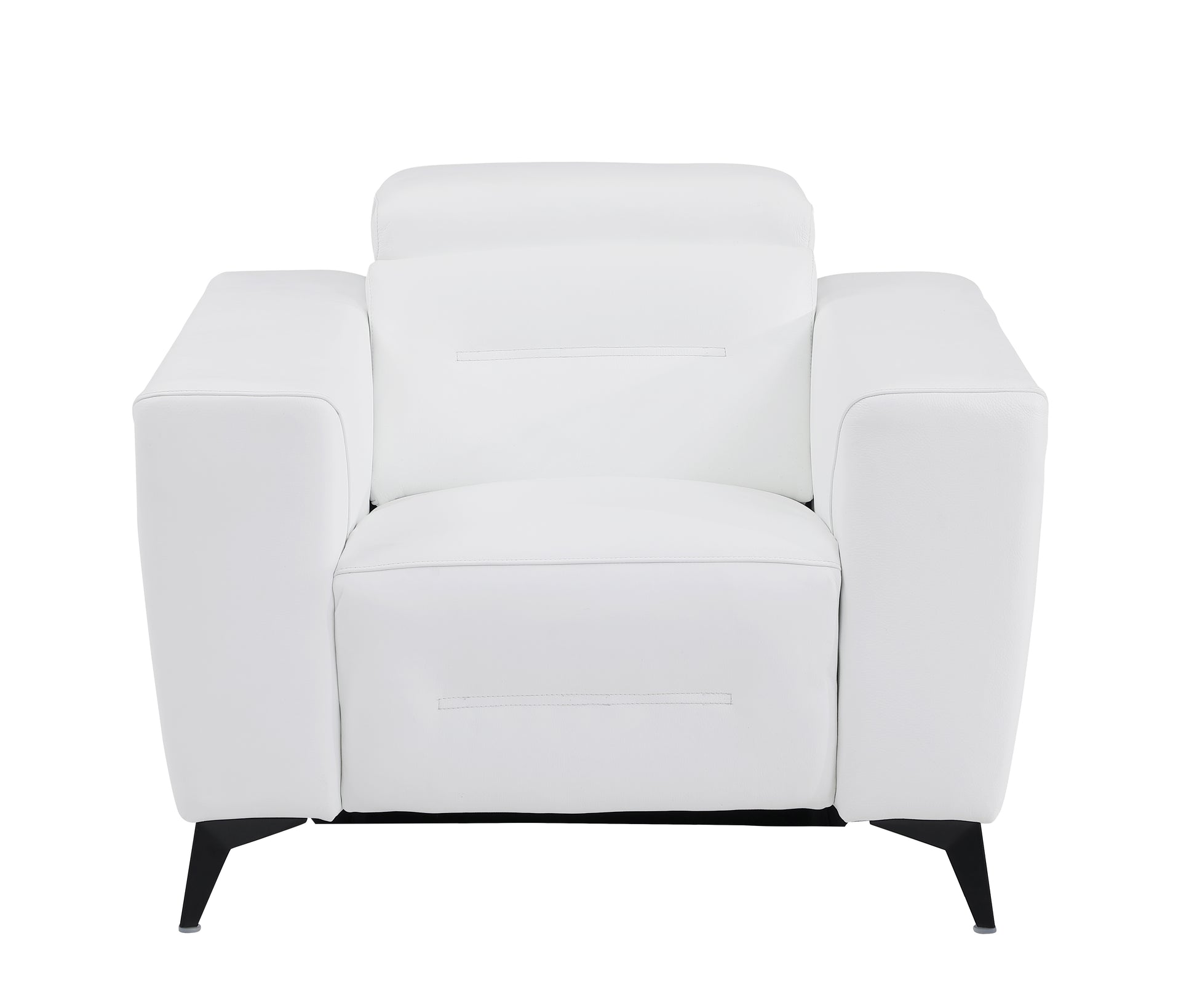 Top Grain Italian Leather Chair With Power Recliner White Foam Leather