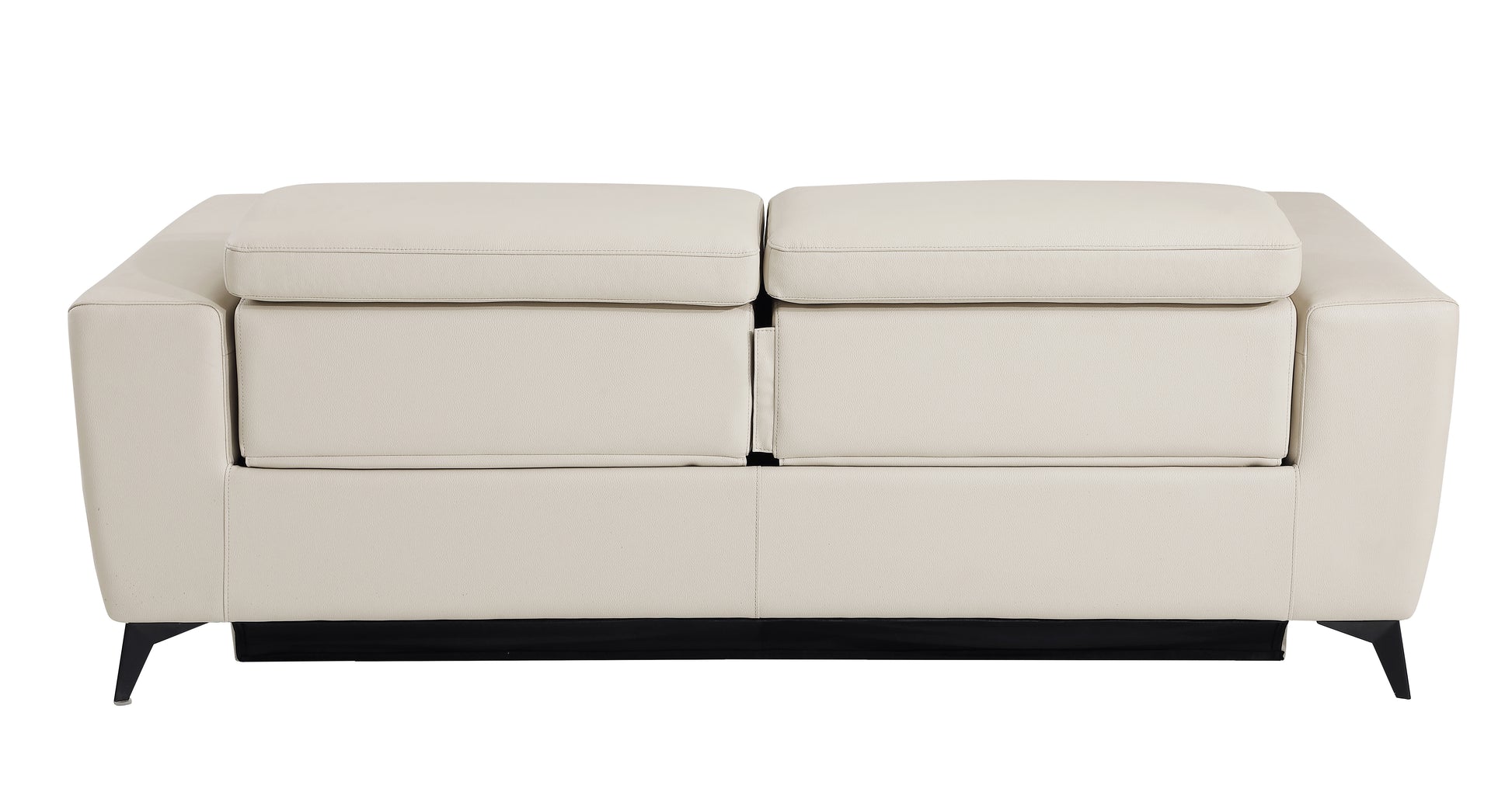 Top Grain Italian Leather Sofa With Power Recliner Beige Foam Leather