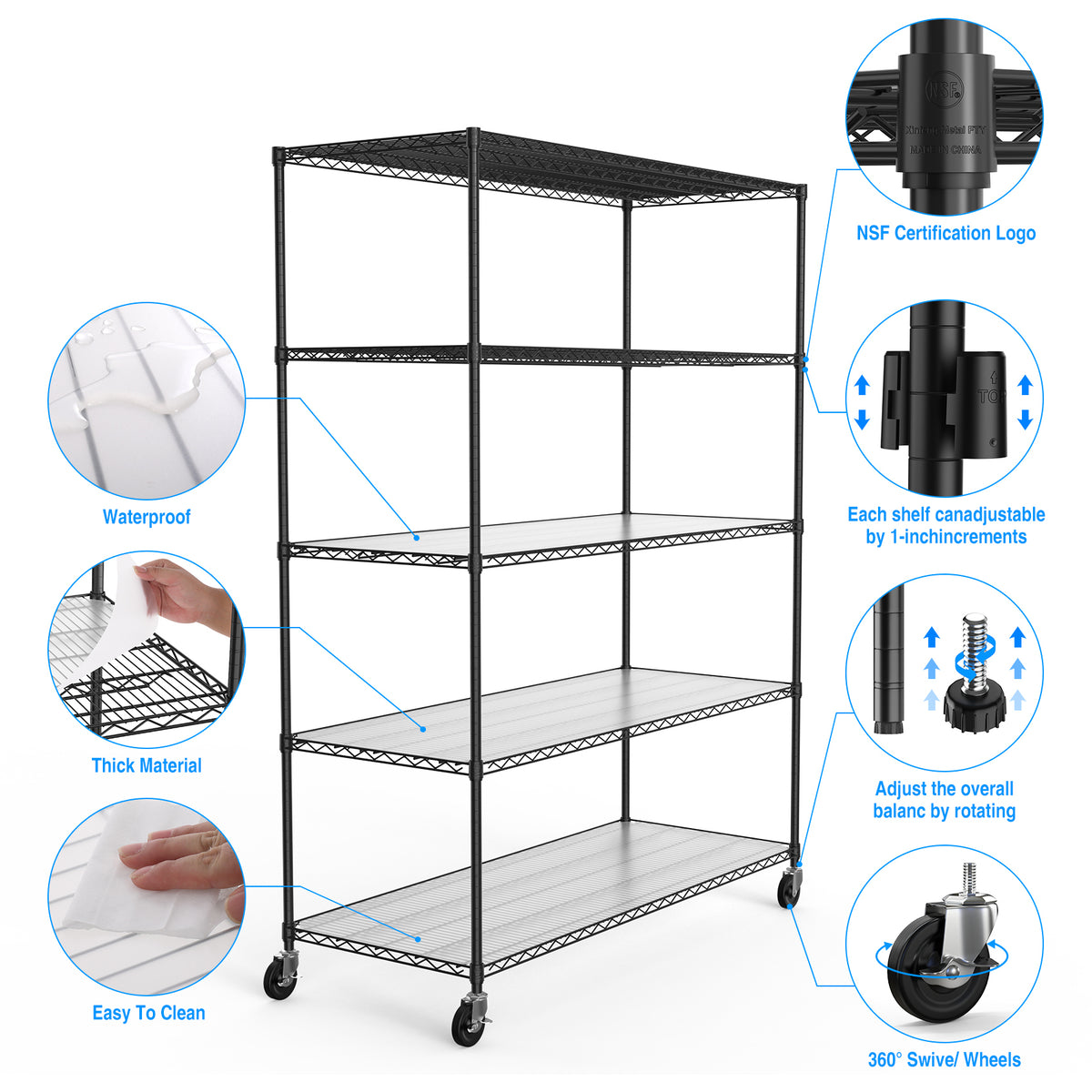 Lamination Rack 5 Tier 7500Lbs Heavy Duty Adjustable Storage Rack Metal Shelf Wire She