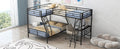 Twin Over Full Bunk Bed With A Twin Size Loft Bed Attached, With A Desk, Metal, Black Black Metal