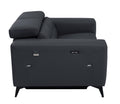 Top Grain Italian Leather Loveseat With Power Recliner Dark Grey Foam Leather