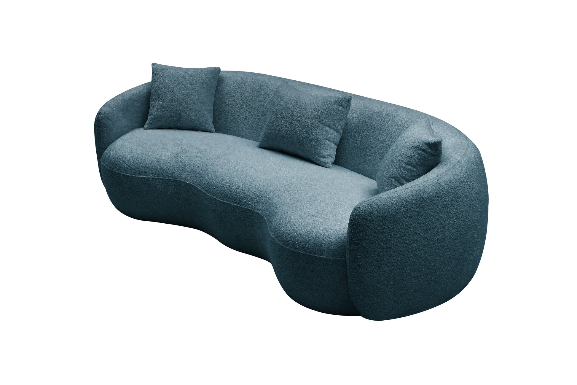 93.6 Inch Modern Curved Sofa, Boucle Fabric Couch For Bedroom, Office, Apartment Blue Blue Boucle 3 Seat