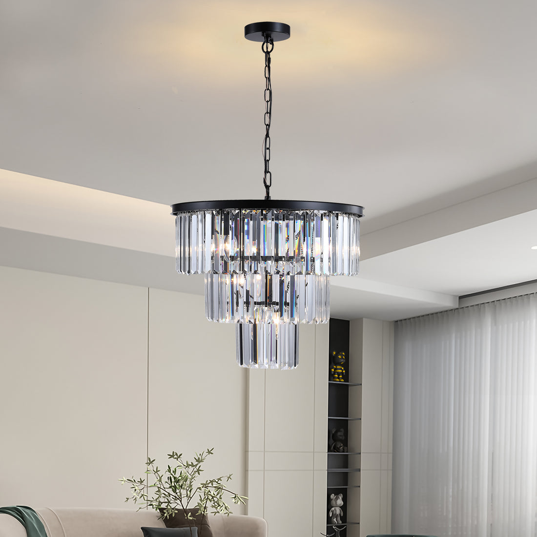 Same As W1340102277 L5007 Black Luxury Crystal Chandelier Modern Chandeliers Lights Fixture Hanging Pendant Light Fixture For Dining Room Bedroom Living Room Dia 19.7 Inch Black Black Crystal Iron