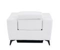 Top Grain Italian Leather Chair With Power Recliner White Foam Leather