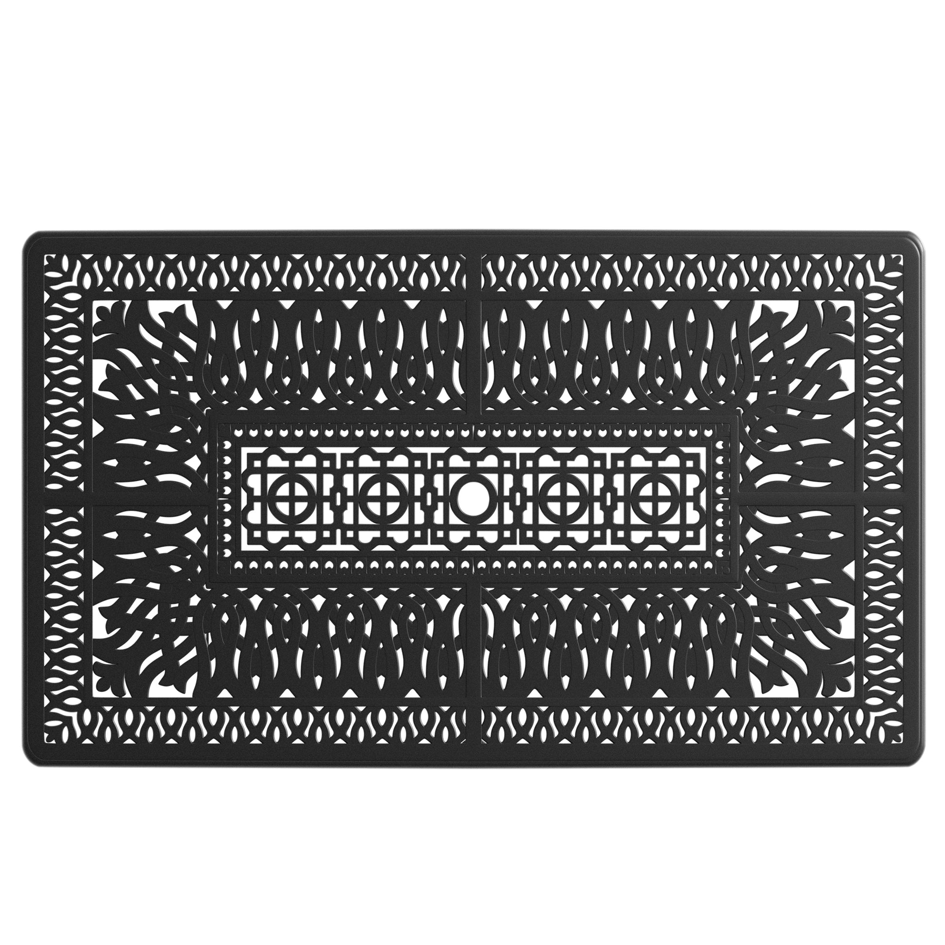 Cushions In Random Colors 5 Piece Set Of Cast Aluminum Patio Furniture With Cushions Yes Dining Set Black Seats 4 Rust Resistant Frame Water Resistant Cushion Garden & Outdoor Complete Patio Sets Aluminium