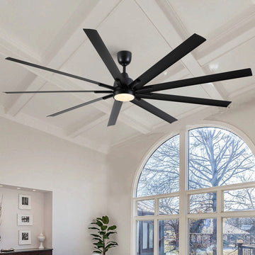 84 In Super Large Black Ceiling Fan With Remote Control Black Aluminium