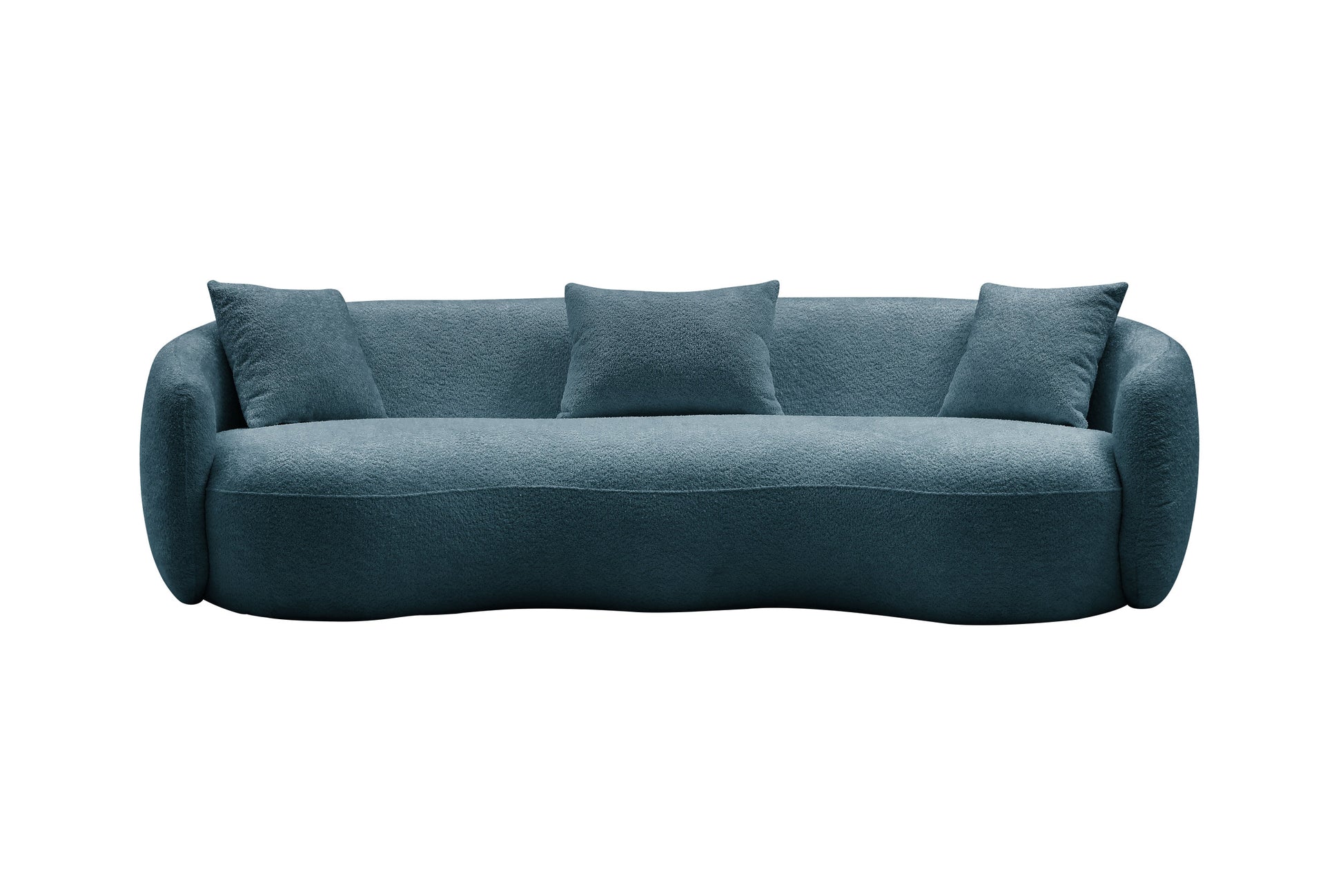 93.6 Inch Modern Curved Sofa, Boucle Fabric Couch For Bedroom, Office, Apartment Blue Blue Boucle 3 Seat