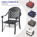 Cushions In Random Colors 3 Piece Set Of Cast Aluminum Patio Furniture With Cushions Yes Dining Set Black Seats 2 Rust Resistant Frame Water Resistant Cushion Garden & Outdoor Aluminium