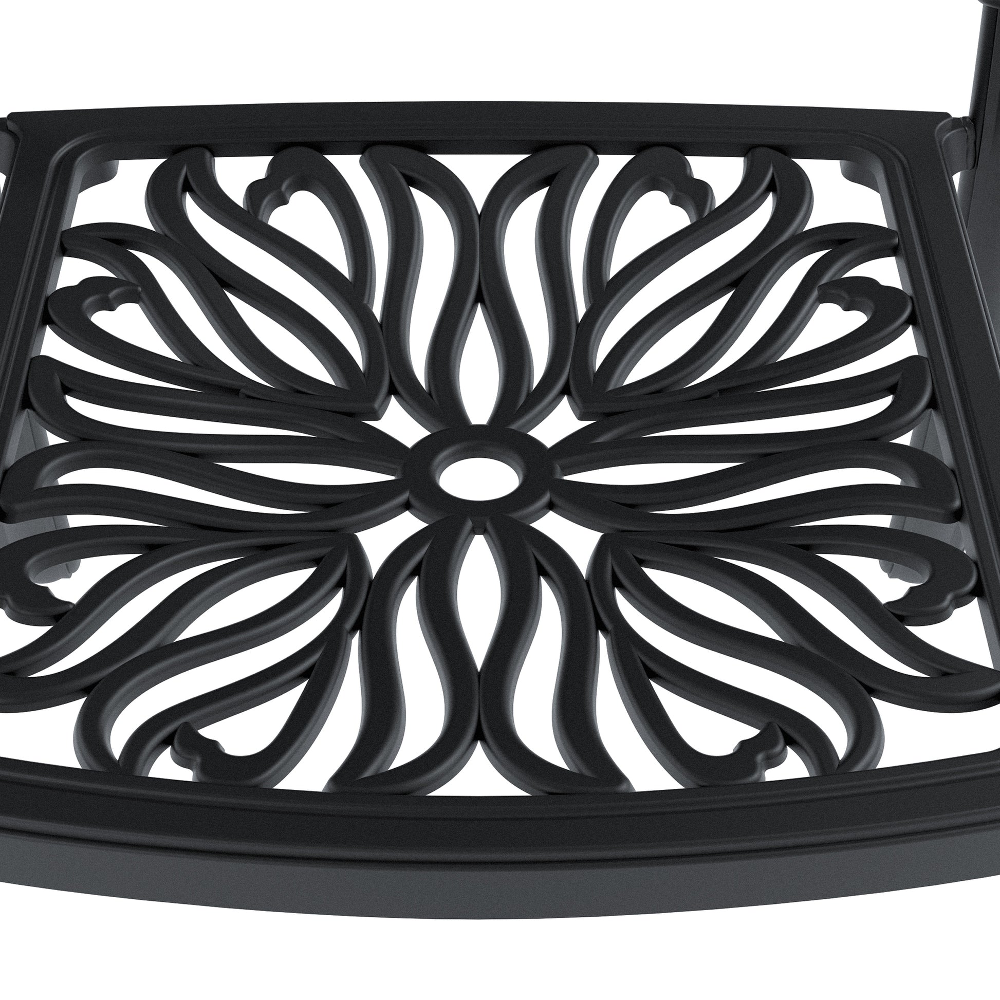 Cushions In Random Colors 7 Piece Set Of Cast Aluminum Patio Furniture With Cushions Yes Complete Patio Set Black Seats 6 Rust Resistant Frame Water Resistant Cushion Garden & Outdoor Complete Patio Sets Aluminium