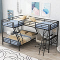 Twin Over Full Bunk Bed With A Twin Size Loft Bed Attached, With A Desk, Metal, Black Black Metal