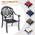 Cushions In Random Colors 7 Piece Set Of Cast Aluminum Patio Furniture With Cushions Yes Dining Set Black Seats 6 Rust Resistant Frame Water Resistant Cushion Garden & Outdoor Complete Patio Sets