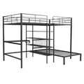 Full Over Twin Metal Bunk Bed With Built In Desk, Shelves And Ladder, Black Full Black Metal & Wood