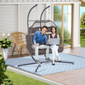 2 Person Outdoor Rattan Hanging Chair Patio Wicker Egg Chair Yes Sectional Dark Gray Uv Resistant Frame Water Resistant Cushion Garden & Outdoor American Design,American Traditional 2 Person Seating Group Polyester Rattan