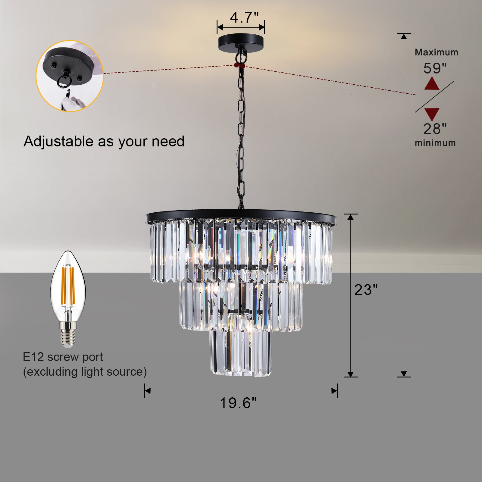 Same As W1340102277 L5007 Black Luxury Crystal Chandelier Modern Chandeliers Lights Fixture Hanging Pendant Light Fixture For Dining Room Bedroom Living Room Dia 19.7 Inch Black Black Crystal Iron