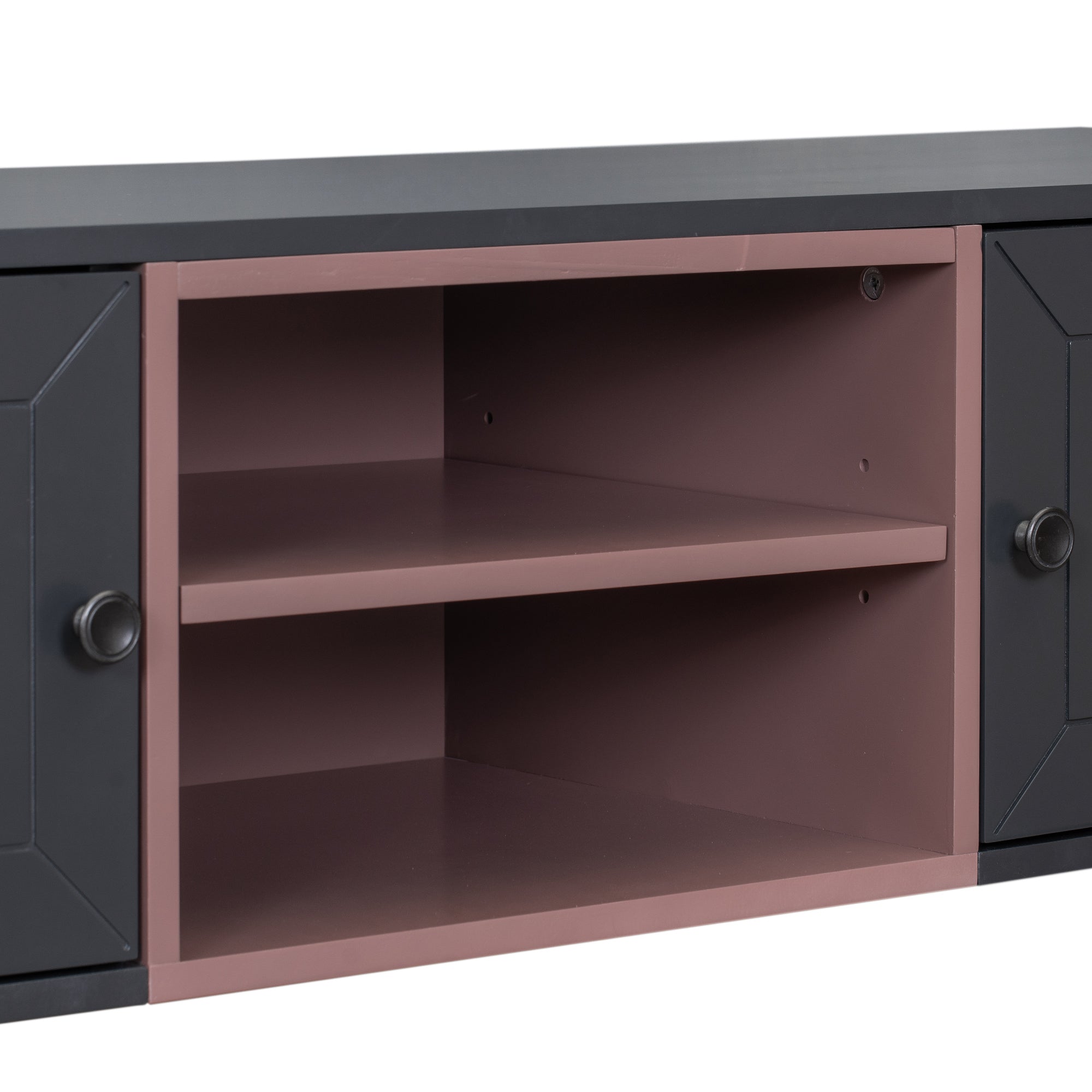 Wall Mounted 65" Floating TV Stand with Large Storage black-mdf