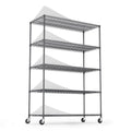 5 Tier 6000Lbs Heavy Duty Adjustable Storage Rack Metal Shelf Wire Shelving Unit With Wheels & Shelf Liners 82