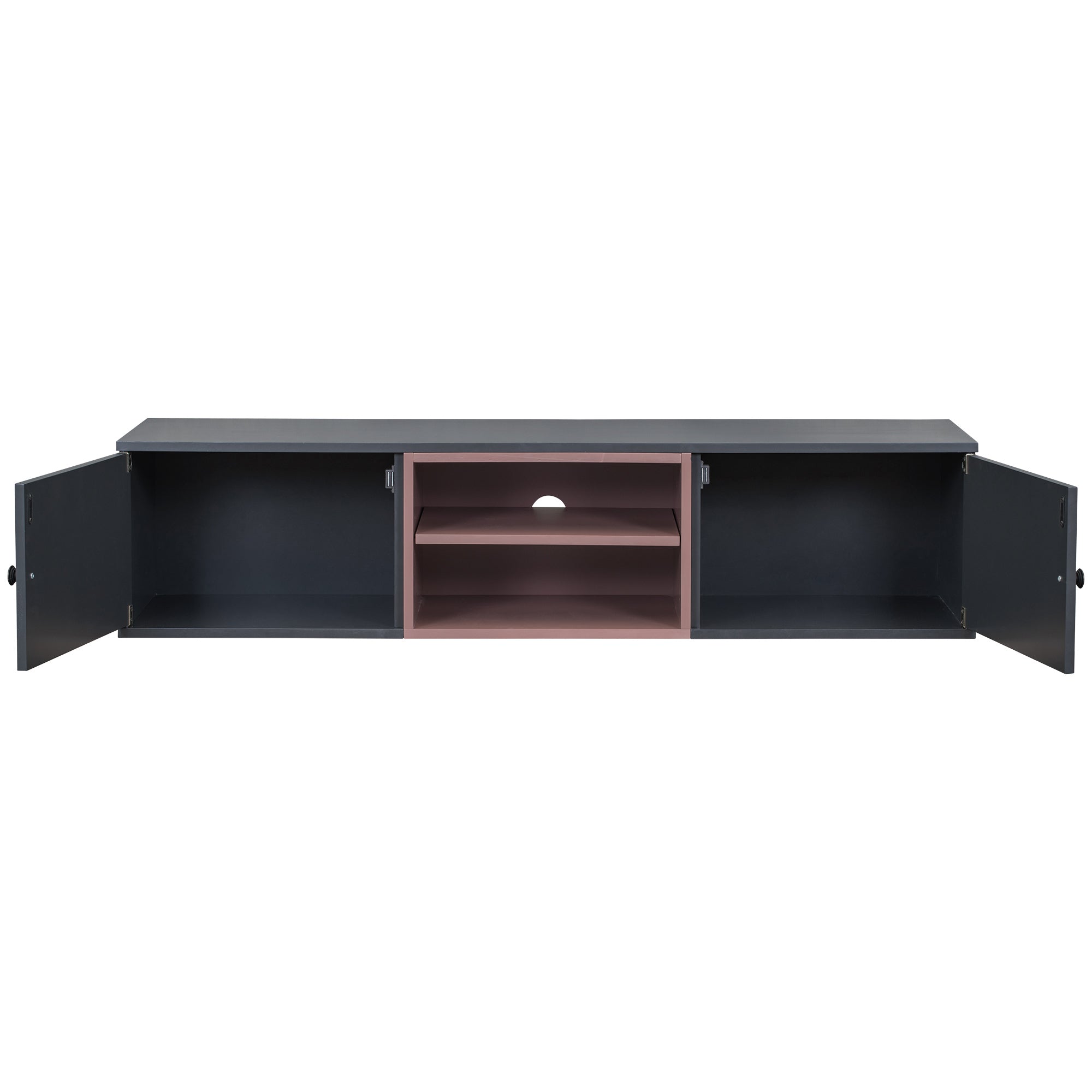 Wall Mounted 65" Floating TV Stand with Large Storage black-mdf