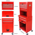 High Capacity Rolling Tool Chest with Wheels and red-steel