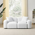L Shape Modular Sectional Sofa, Diy Combination,Teddy Fabric,White White Teddy Foam