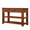 48'' Solid Pine Wood Top Console Table, Modern brown-pine