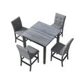 5 Piece Counter Height Dining Set Wood Square Dining Room Table And Chairs Stools W Footrest & 4 Upholstered High Back Chairs,Black Gray Wood Dining Room Solid Wood Rubberwood Square Dining Table With Chair Upholstered Chair Wood Black Queen Anne Seats 4