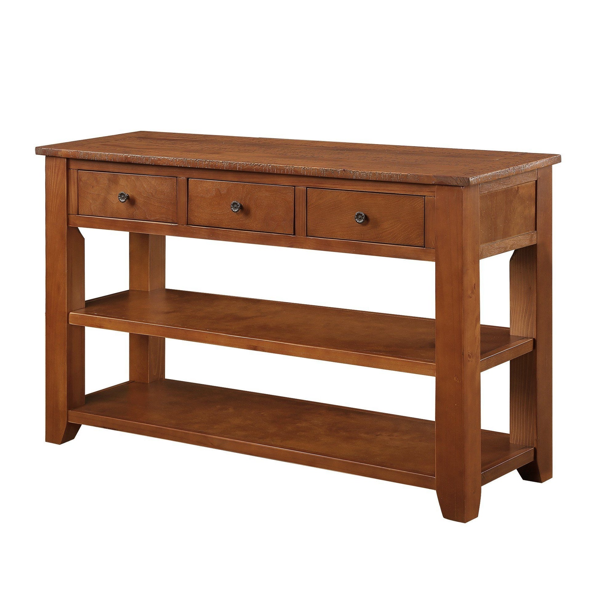 48'' Solid Pine Wood Top Console Table, Modern brown-pine