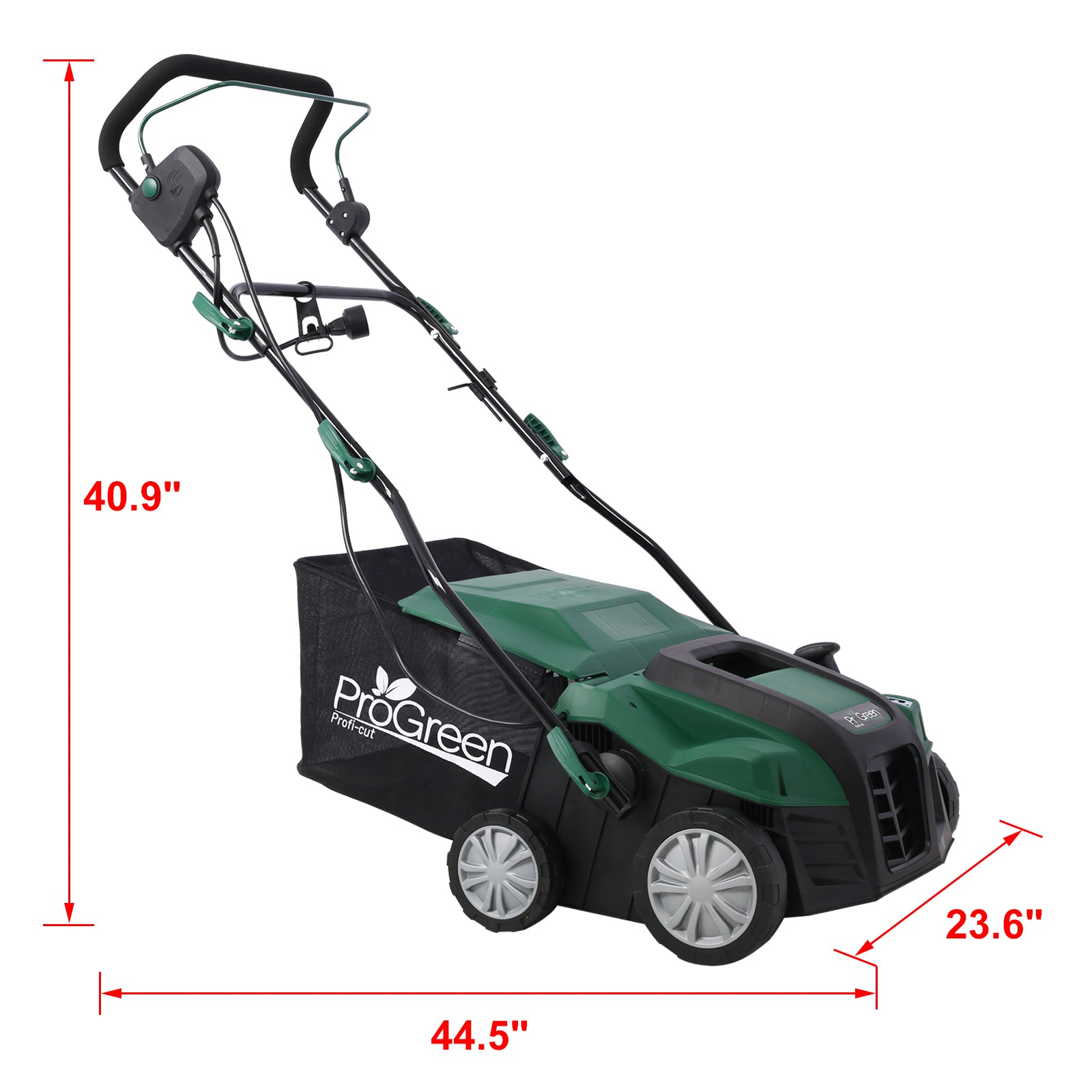 Garden Scarifier, 2 In 1 16Inch Dethatcher Scarifier,15 Amp Electric Lawn Dethatcher,Removable Collection Bag Extra Large 58Qt Green Metal