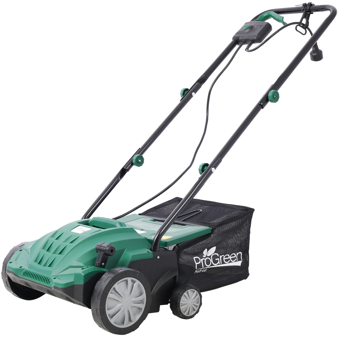 Garden Scarifier, 2 In 1 13Inch Dethatcher Scarifier,12 Amp Electric Lawn Dethatcher,Removable Collection Bag Extra Large 31.7Qt Green Metal