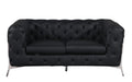 Top Grain 100% Italian Leather Loveseat Black Foam Leather