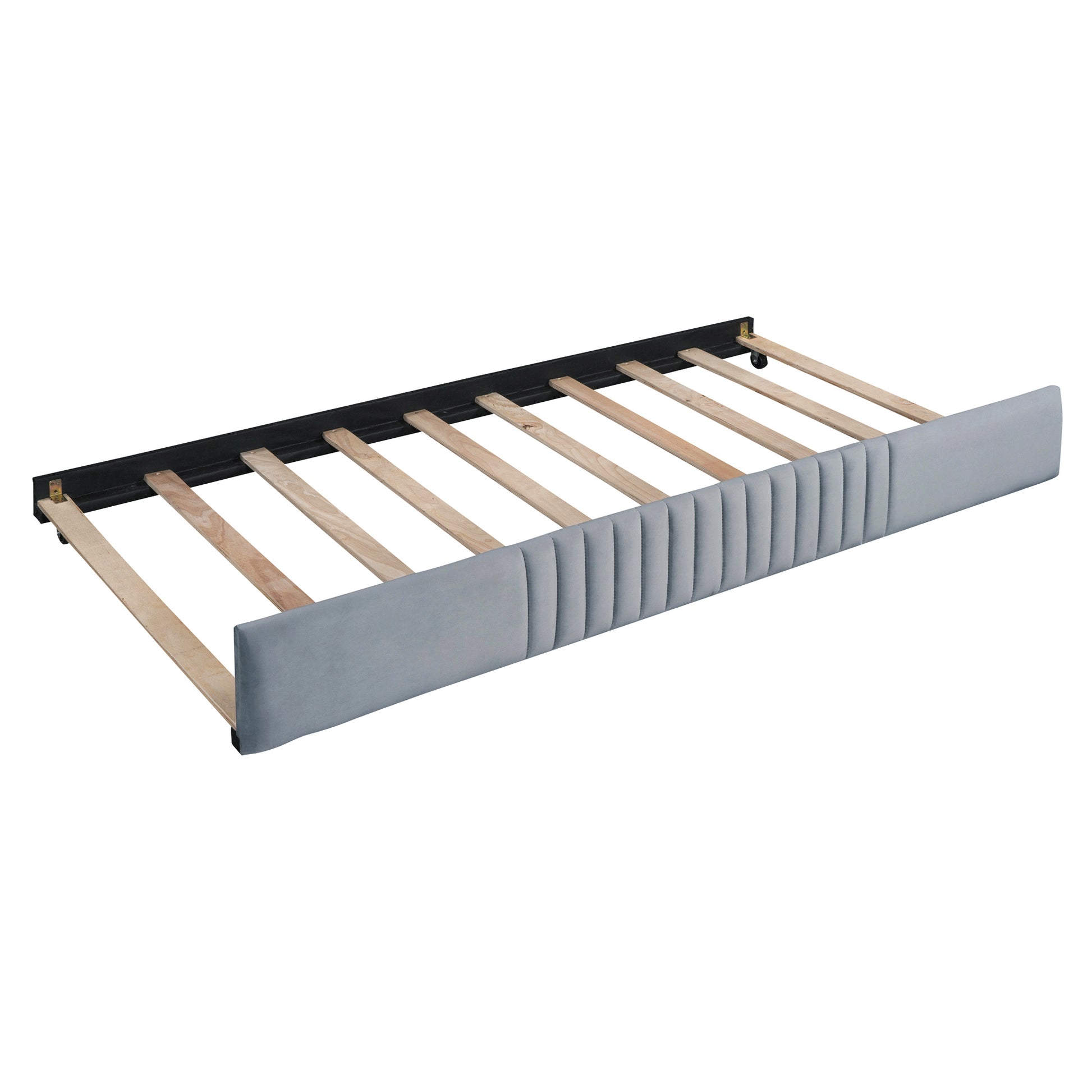 Upholstered Daybed Sofa Bed Twin Size With Trundle Bed And Wood Slat, Gray Gray Upholstered