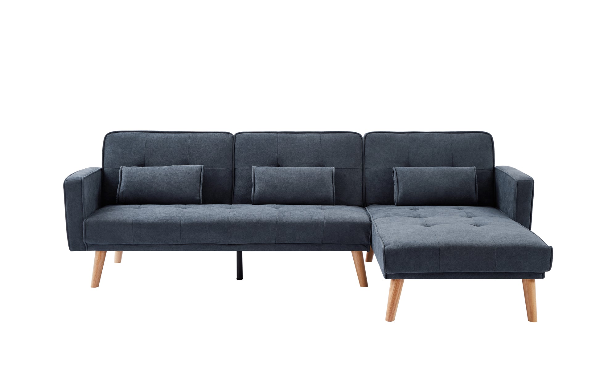 Convertible Sectional Sofa Sleeper, Right Facing L Shaped Sofa Counch For Living Room Dark Gray Foam Linen