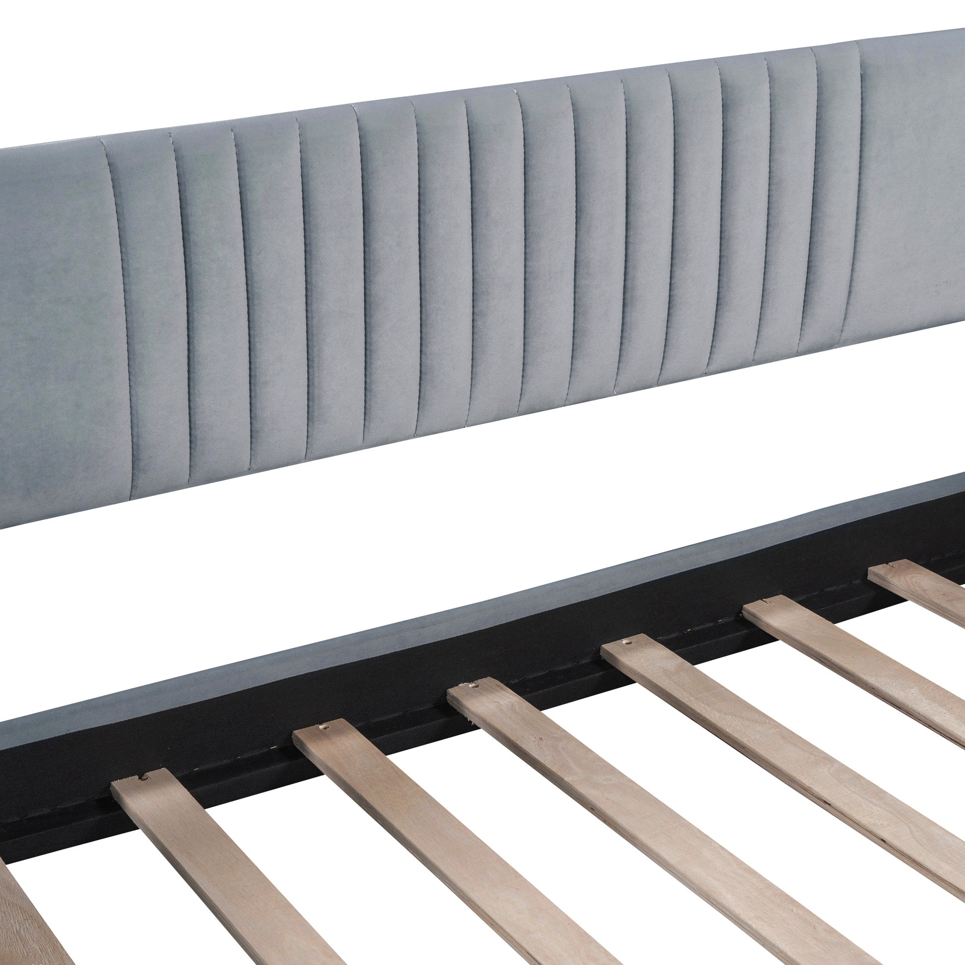 Upholstered Daybed Sofa Bed Twin Size With Trundle Bed And Wood Slat, Gray Gray Upholstered