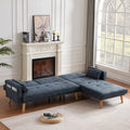 Convertible Sectional Sofa Sleeper, Right Facing L Shaped Sofa Counch For Living Room Dark Gray Foam Linen