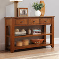 48'' Solid Pine Wood Top Console Table, Modern brown-pine