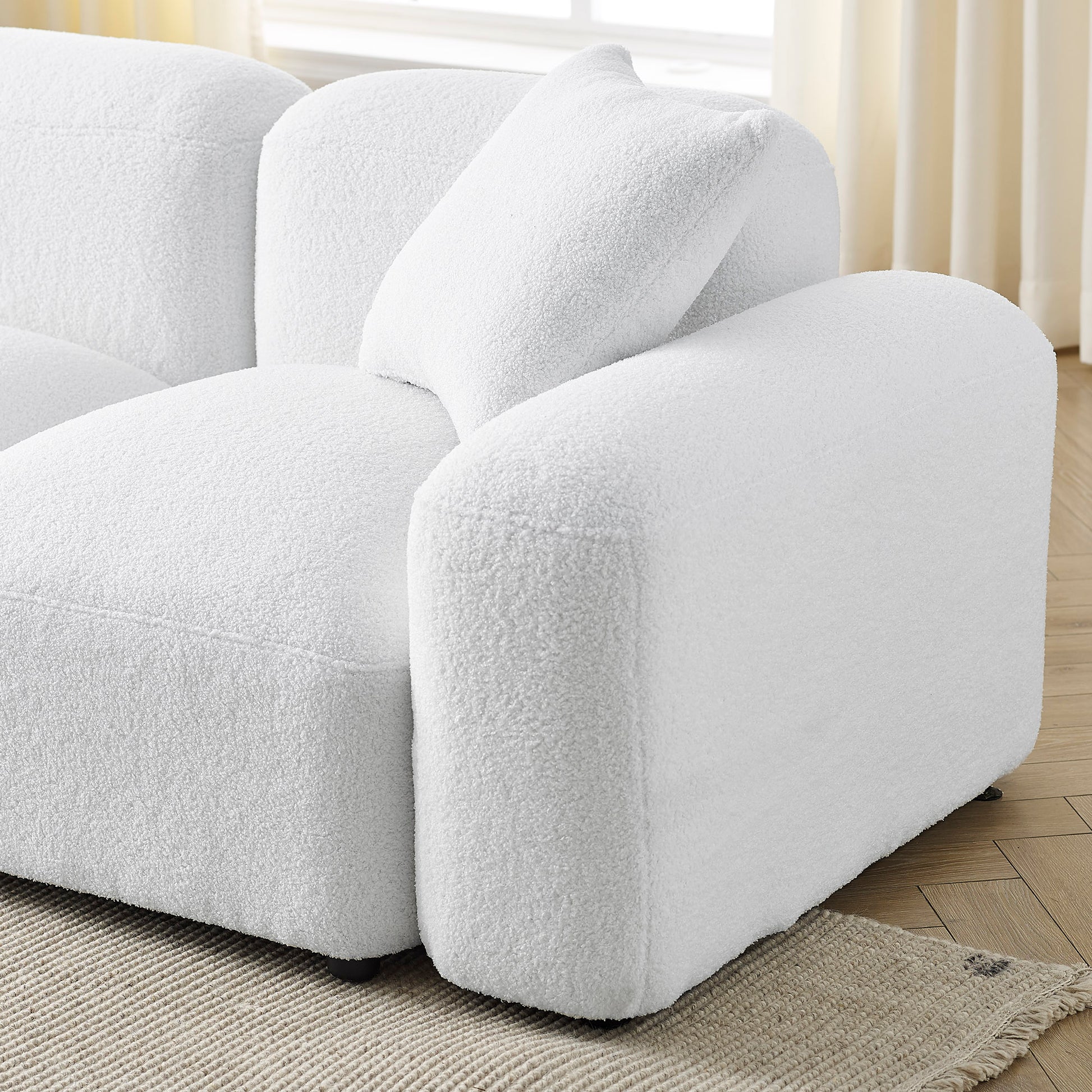 Ottoman For Modular Sofa White Foam