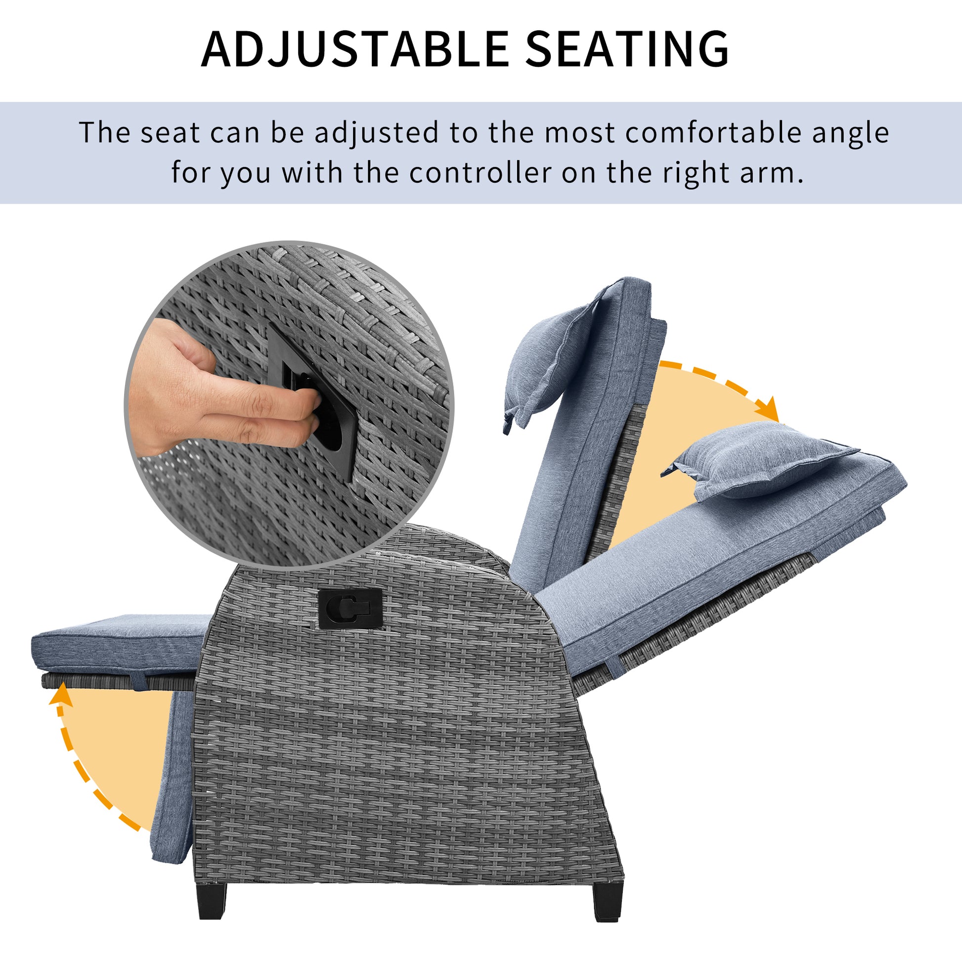 Outdoor Rattan Two Person Combination With Coffee Table, Adjustable, Suitable For Courtyard, Swimming Pool, Balcony Gray Hdpe