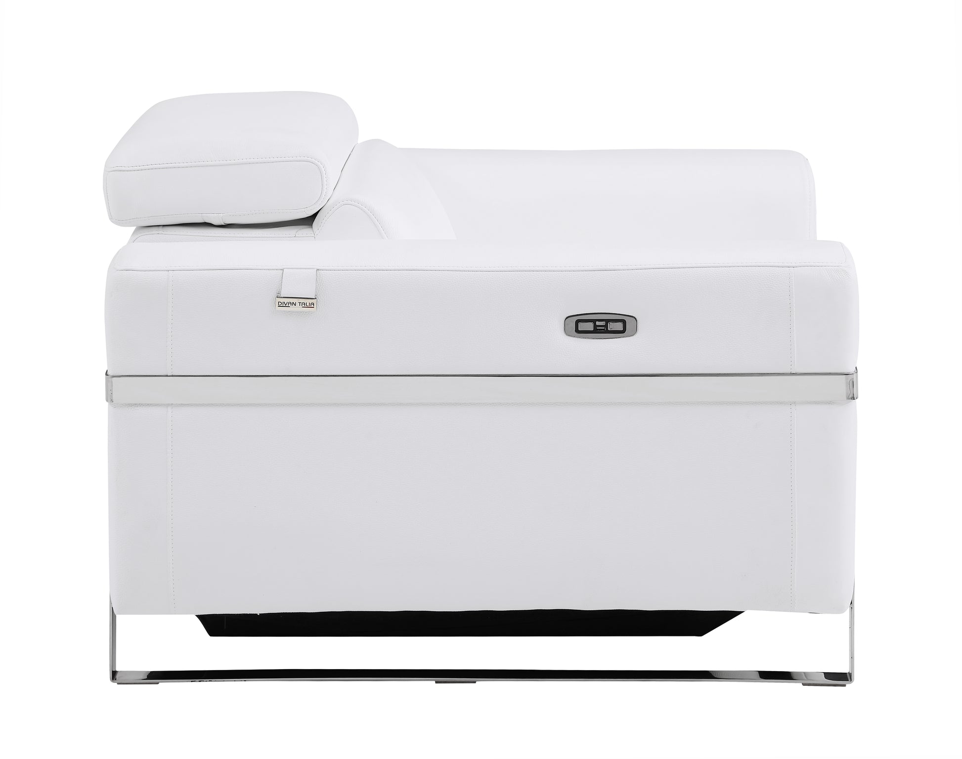 Top Grain Italian Leather Chair With Power Recliner White Foam Leather