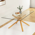 Large Modern Minimalist Rectangular Glass Dining Table transparent-glass