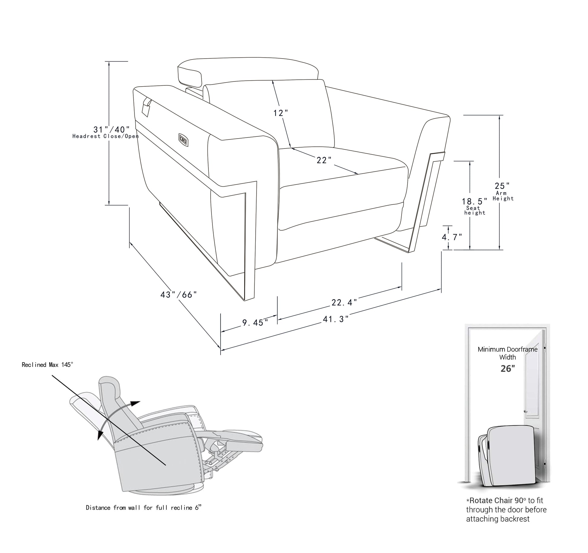 Top Grain Italian Leather Chair With Power Recliner White Foam Leather