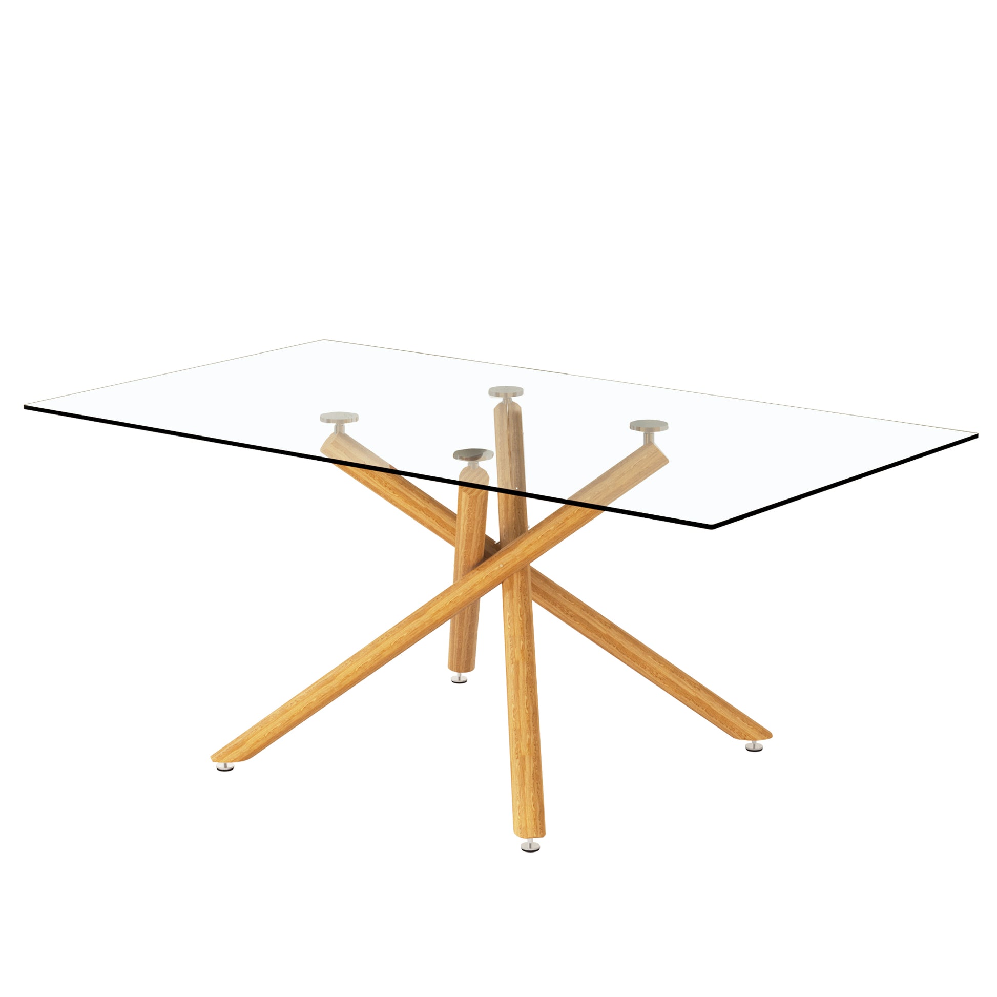 Large Modern Minimalist Rectangular Glass Dining Table transparent-glass