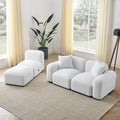 L Shape Modular Sectional Sofa, Diy Combination,Teddy Fabric,White White Teddy Foam