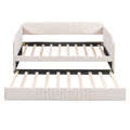 Upholstered Daybed Sofa Bed Twin Size With Trundle Bed And Wood Slat ,Beige Beige Upholstered