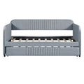 Upholstered Daybed Sofa Bed Twin Size With Trundle Bed And Wood Slat, Gray Gray Upholstered