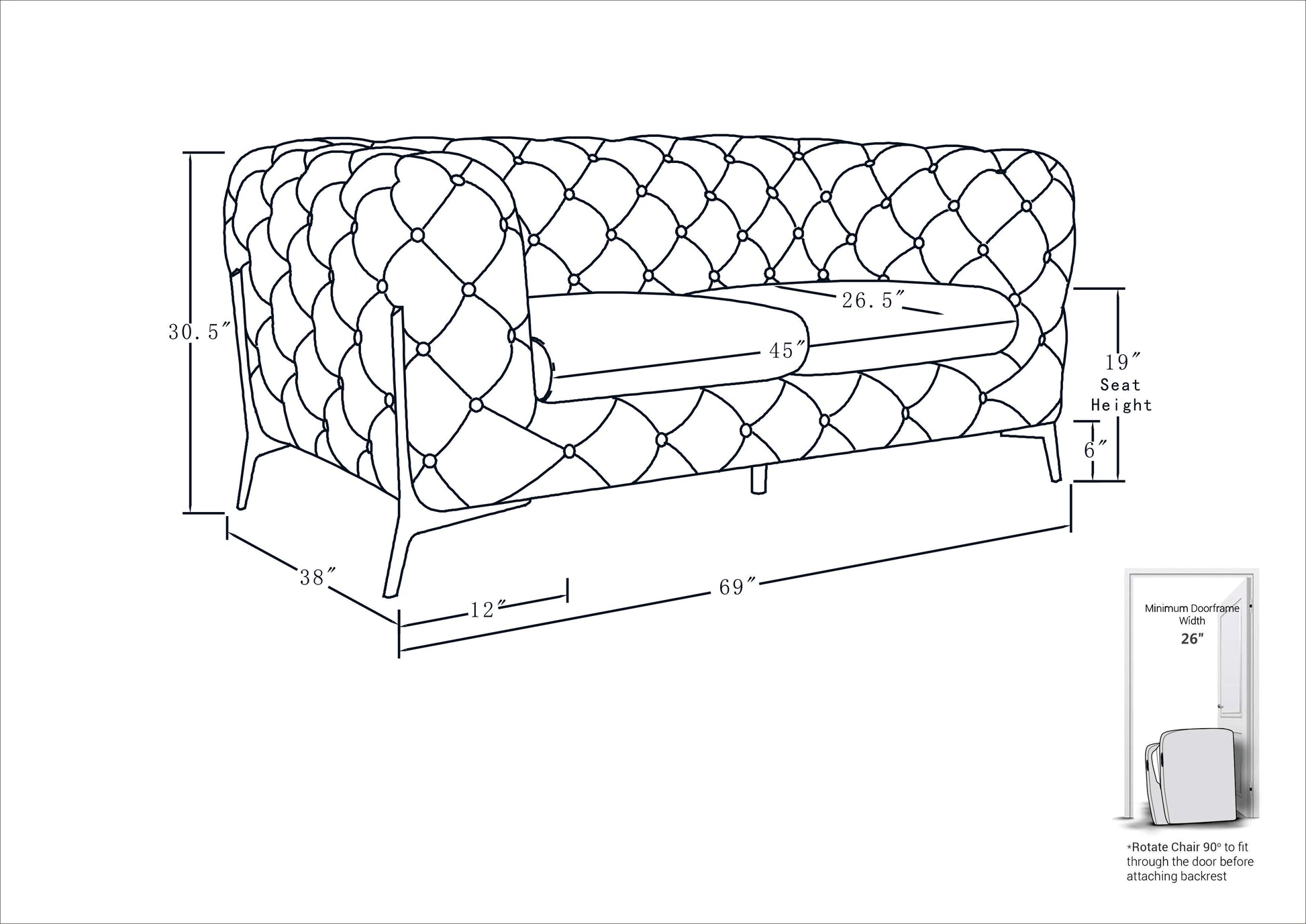 Transitional 100% Top Grain Italian Leather Upholstered Loveseat White Foam Leather