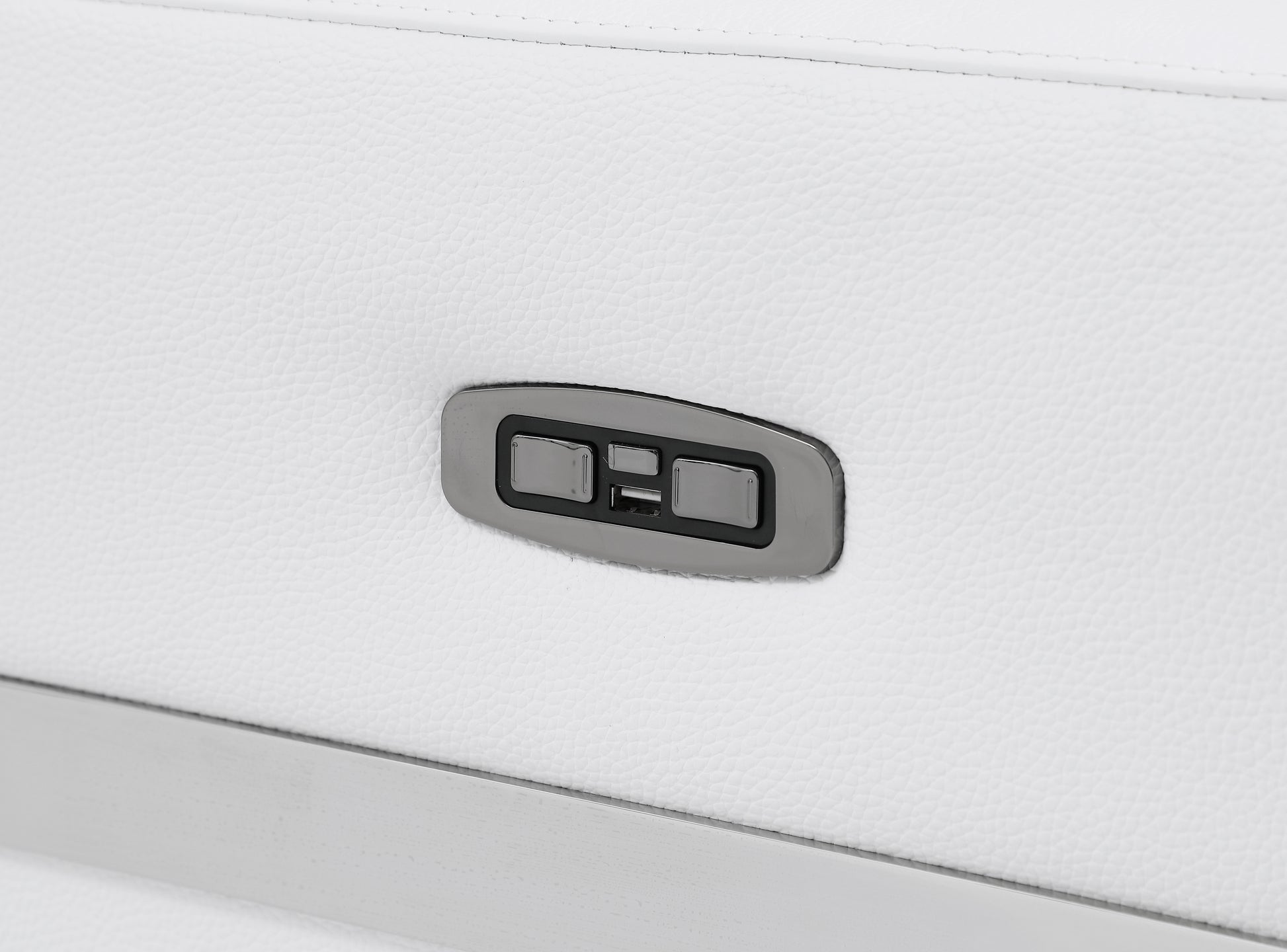 Top Grain Italian Leather Chair With Power Recliner White Foam Leather